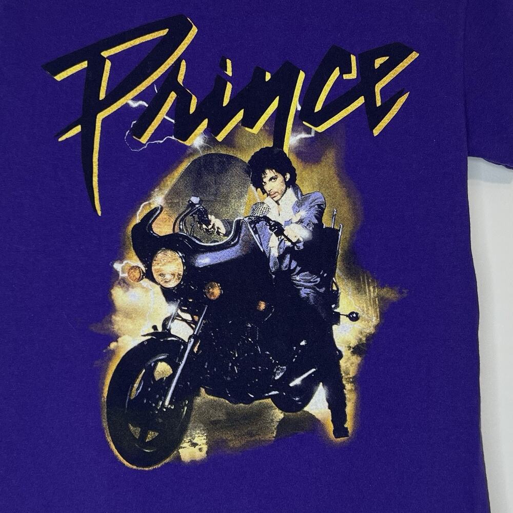 Prince Purple Rain Motorcycle Graphic T-Shirt Adult Small Purple Music Band Tee